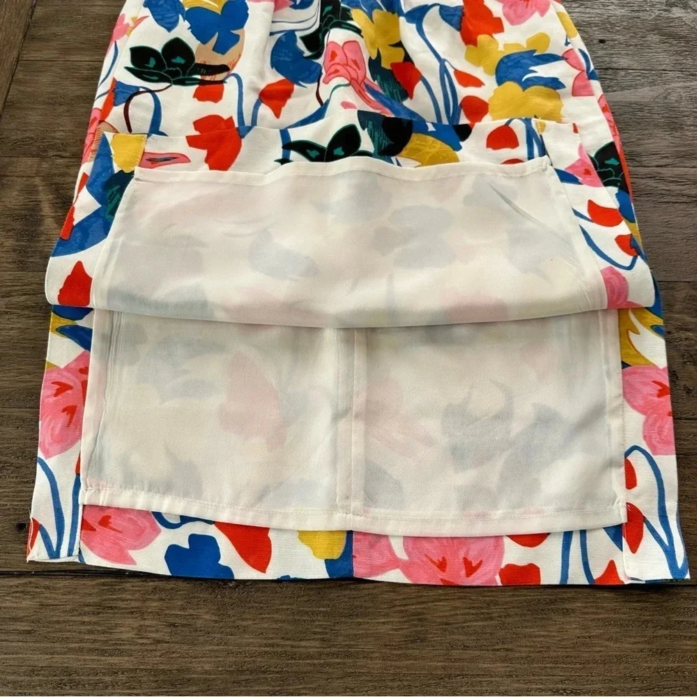 J crew size 0 Linen Blend Morning Floral‎ Midi Skirt Lined Spring Easter F2864